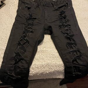 Men's Black Distressed Smoke Rise Jeans